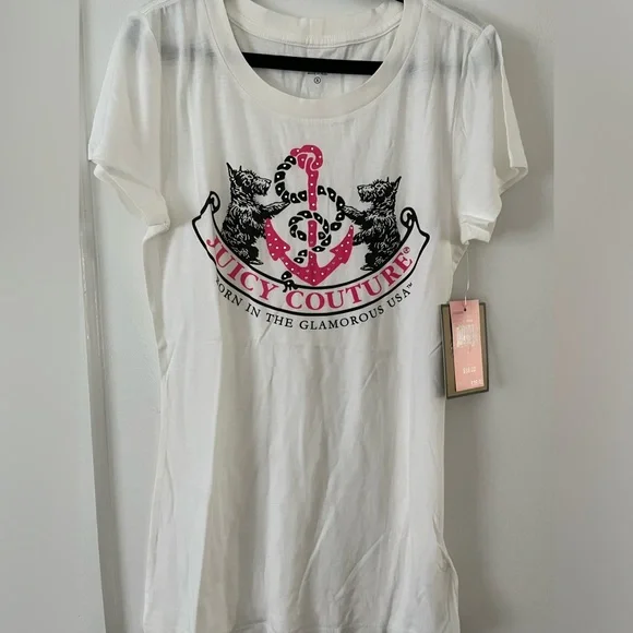 Juicy Couture Women’s White T-Shirt Size Small NWT Short Sleeve - Picture 1 of 6